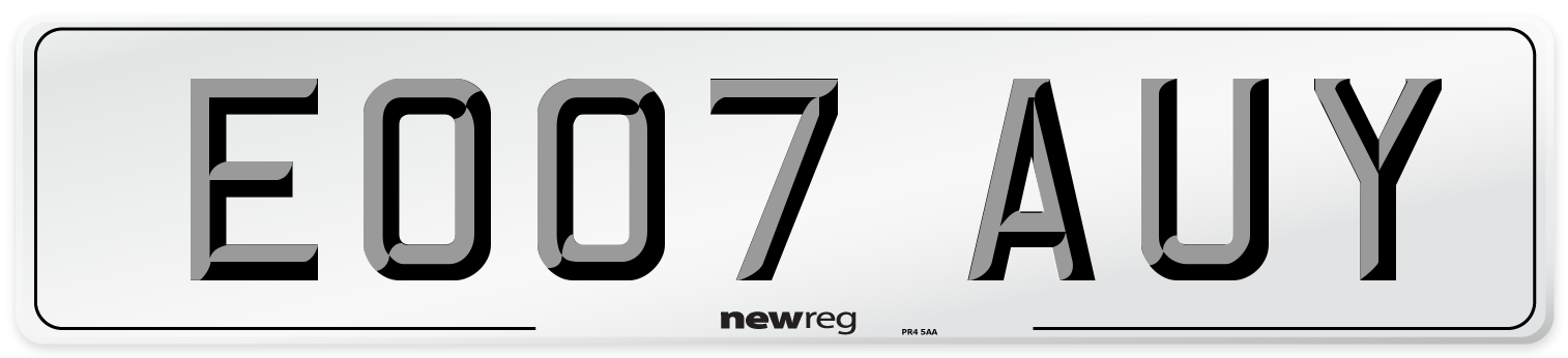 EO07 AUY Number Plate from New Reg